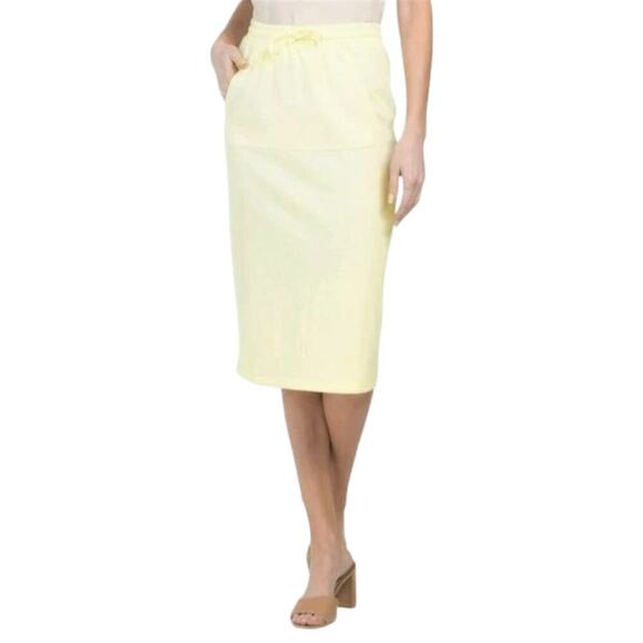 New Mango High waist Kangaroo Patch Pocket Cotton Jersey Midi Skirt - Picture 7 of 11